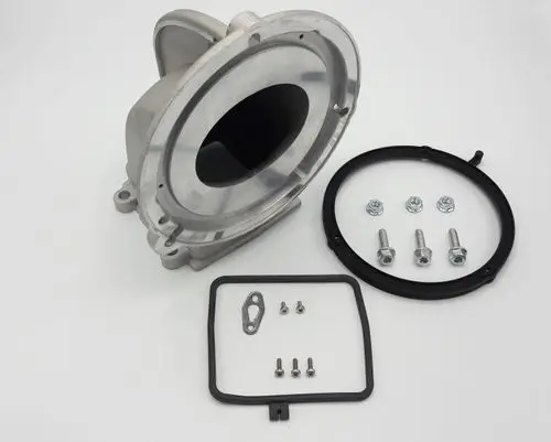Mischadapter von Remeha, aus Aluminium, mit o-förmiger Dichtung, Schrauben und Unterlegscheiben für den Anschluss an Brenner.